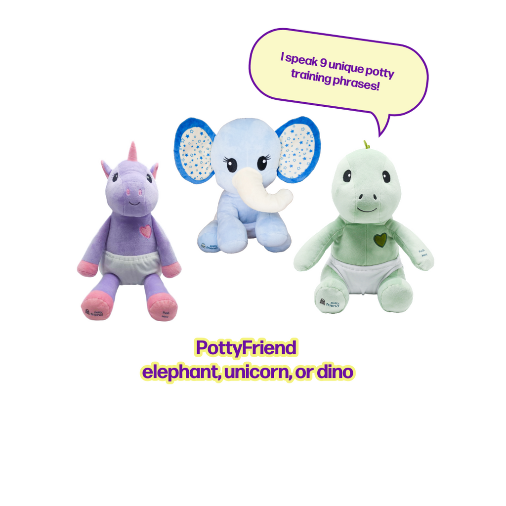 PottyFriend Interactive Potty Training Plush Stuffed Animal Friend 9 Unique Potty Training Phrases Live Simulation Fun Toddler Toilet Toys for Girls & Boys 18 Months to 3+ (Elephant, Unicorn, Dino)
