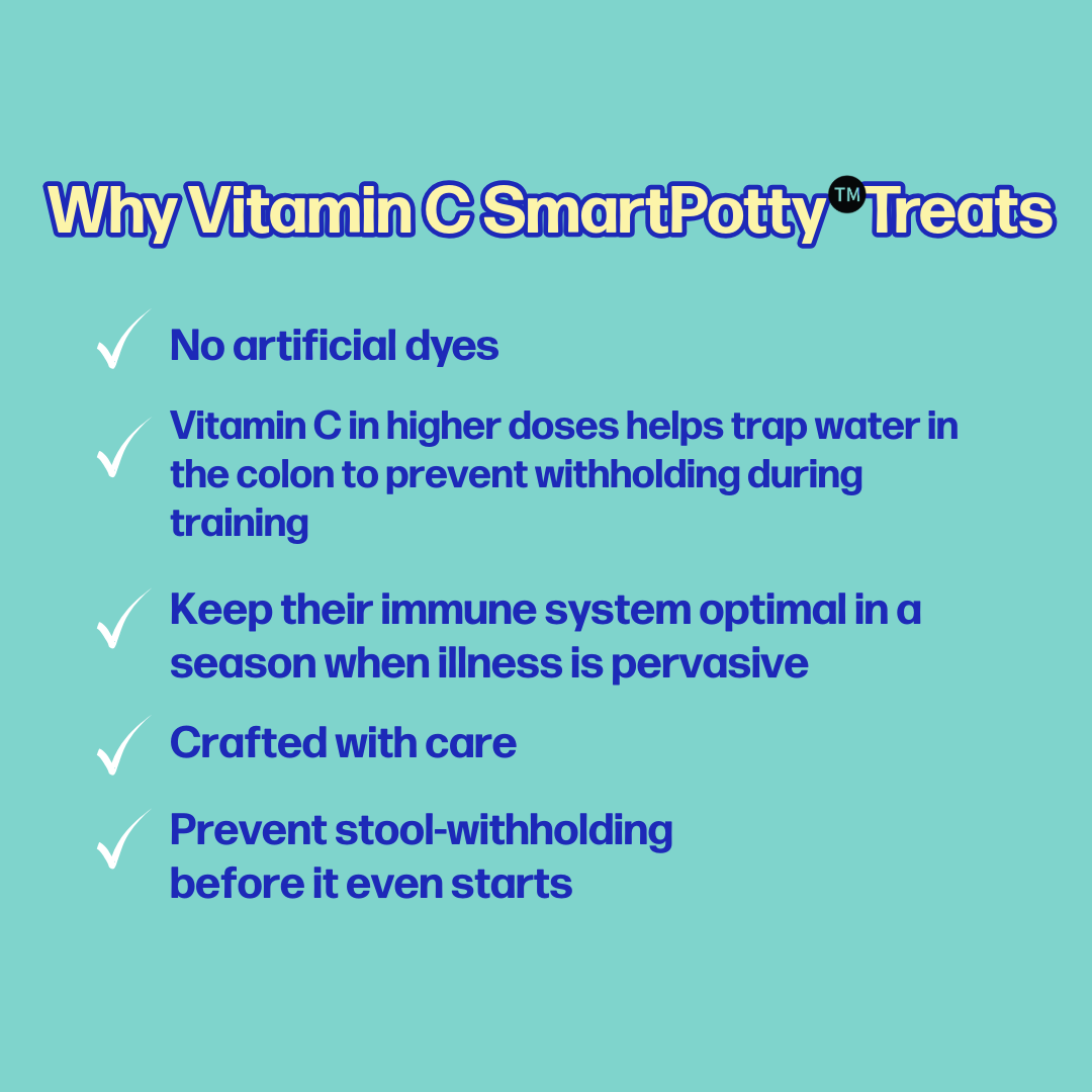 Dye-Free SmartPotty Vitamin C Potty Training Clean Chocolate (Chewable) Treat Rewards Help Prevent Constipation and Poop Withholding Before it Starts