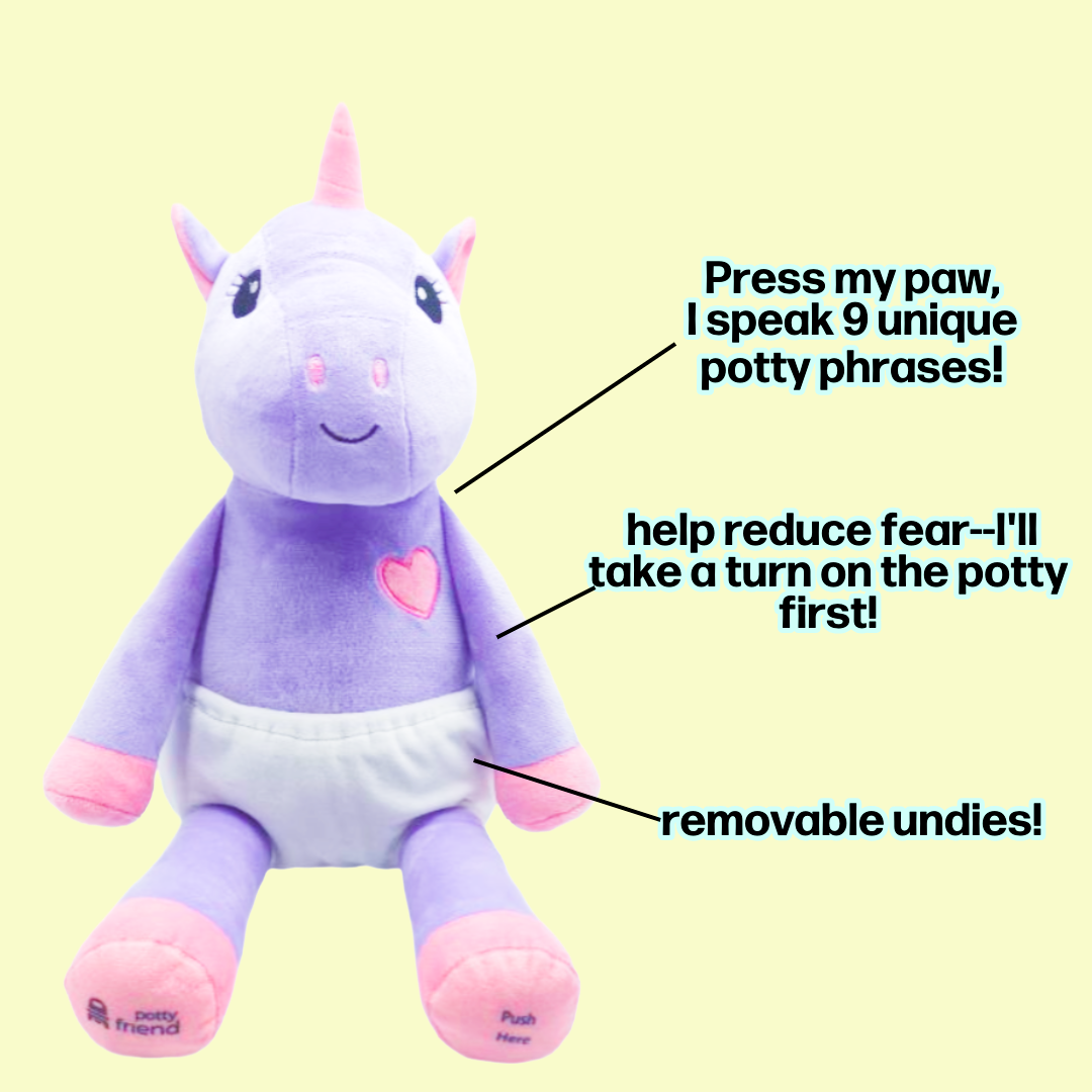 PottyFriend Interactive Potty Training Plush Stuffed Animal Friend 9 Unique Potty Training Phrases Live Simulation Fun Toddler Toilet Toys for Girls & Boys 18 Months to 3+ (Elephant, Unicorn, Dino)
