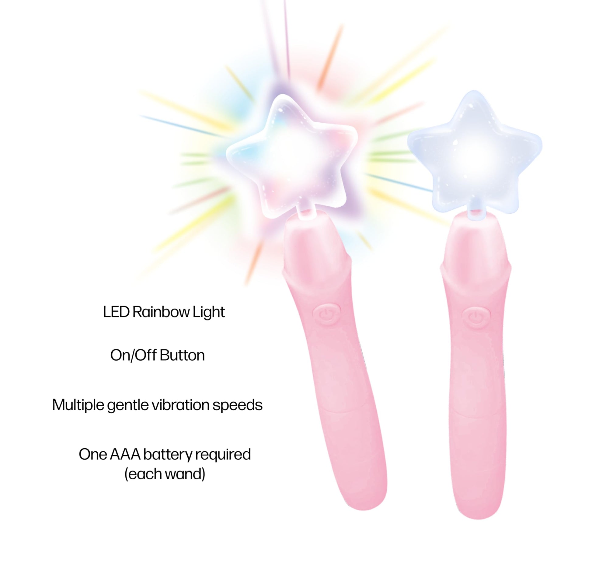 Sensory Calming Gentle Handheld Vibrating Magic Toy Wands w/Rainbow Light Children's Regulation Toy        (Pink or Green)