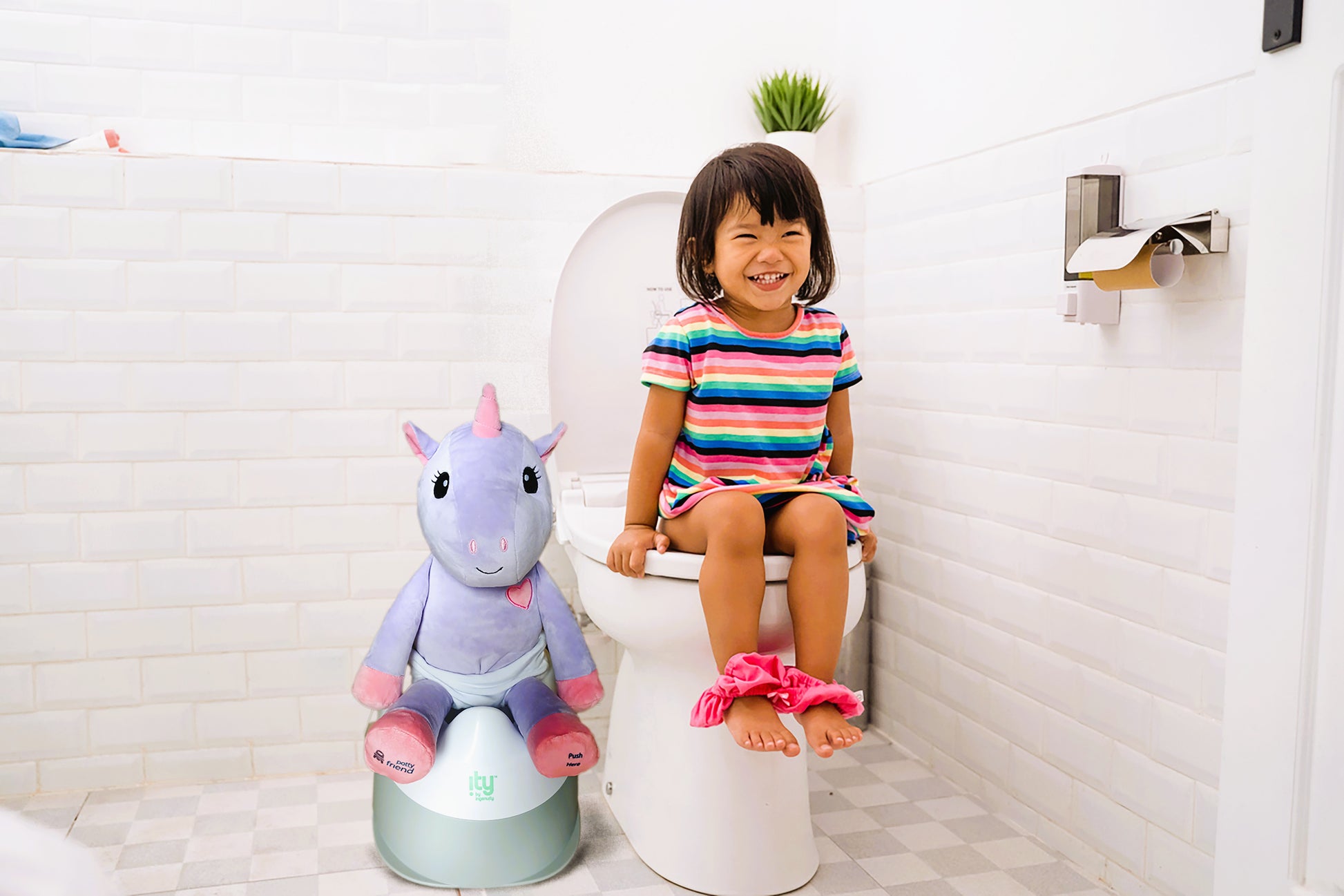 PottyFriend Interactive Potty Training Plush Stuffed Animal Friend 9 Unique Potty Training Phrases Live Simulation Fun Toddler Toilet Toys for Girls & Boys 18 Months to 3+ (Elephant, Unicorn, Dino)